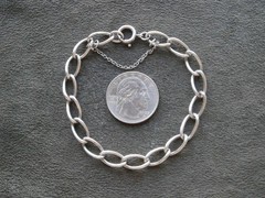 Large Elongated Oval Wavy Link Vintage Sterling Silver Bracelet 7.25″~ 10.3g