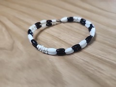 Vintage Seed Bead Bracelets Black And White Anf Gold And Blue