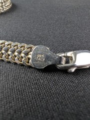 925 Italy Two-Tone Wide Double Curb Link Necklace 18” 18.45g 5.7mm