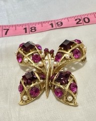 EISENBERG Ice Brooch Pin Large Purple & Pink Butterfly Rhinestone Crystal~Rare