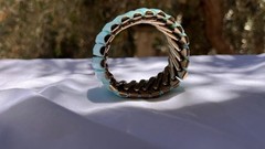 Vintage Style Blue Stretch Bracelet – Gold Tone Elastic Band