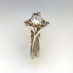 Art Deco Vintage Style Lab Created Diamond 925 Silver Wedding Bridal Ring Set