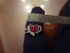 #195–VINTAGE STERLING SILVER HEART RING-925-SIZE-7 1/2–VERY NICE STONES-