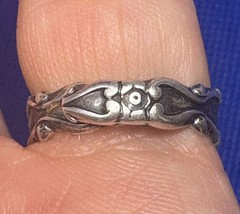 (26) 1920-1930s Antique Vintage 925 Sterling Silver Ring Adjustable – Floral