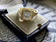Art Deco Style 2Ct Princess Cut Lab Created Diamond 14K Gold FN Engagement Ring