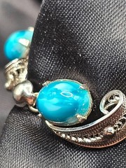 Vintage Sorrento Bracelet Sterling 925 Filigree & Larimar Stones 7″