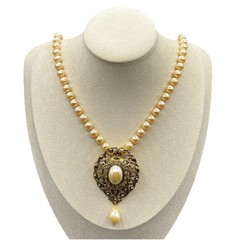 Victorian Style Statement Necklace Faux Pearl Removable Pendant Brooch *See pics