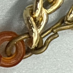 Chunky Lightweight Gold Tone Chain Necklace Orange Novelty Pendant Vtg