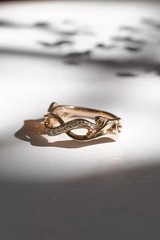 Art Deco Style Lab Created Diamond 14k Yellow Gold FN Pretty Anniversary Ring