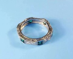2Ct Art Deco Style Lab Created Emerald Anniversary 14K White Gold Finish Ring