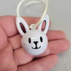 Bunny Rabbit EASTER RATTLE/BELL NECKLACE on Cord Vintage
