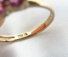 Vintage Sterling Silver 925 Gold on Pink Topaz 5 Stone Ring Size 9