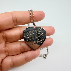 Vintage Elvis Presley Love Me Tender Heart Pendant Necklace Silver Tone Retro