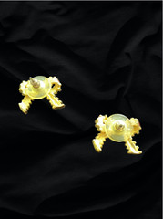 VINTAGE PIERCED EARRINGS – Red and Gold Bows, Post Earrings
