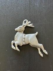Vintage 1989 Danforth Pewter Reindeer Pin Brooch Christmas Handmade NO BACKING