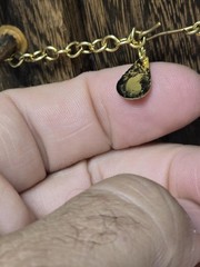 Double Strand Chunky Turquoise Color Blue Bead Necklace Gold Tone Dragon Pendant