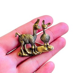 VTG Llama Alpaca MFA signed Brooch pin Museum of Fine Arts Gilt Brass Metal