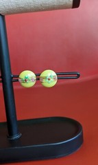 Vintage JAPAN Yellow ¾” Button CLIP Floral Glass Lampwork EARRINGS Screw Back