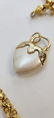 Vintage Joan Rivers Gold Tone Belcher Chain Heart Charm Necklace 32 in