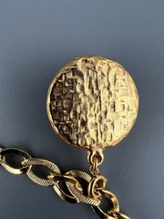 Vintage Charm Bracelet Gold Tone Curb Link Good Luck Clover Mandolin Germany