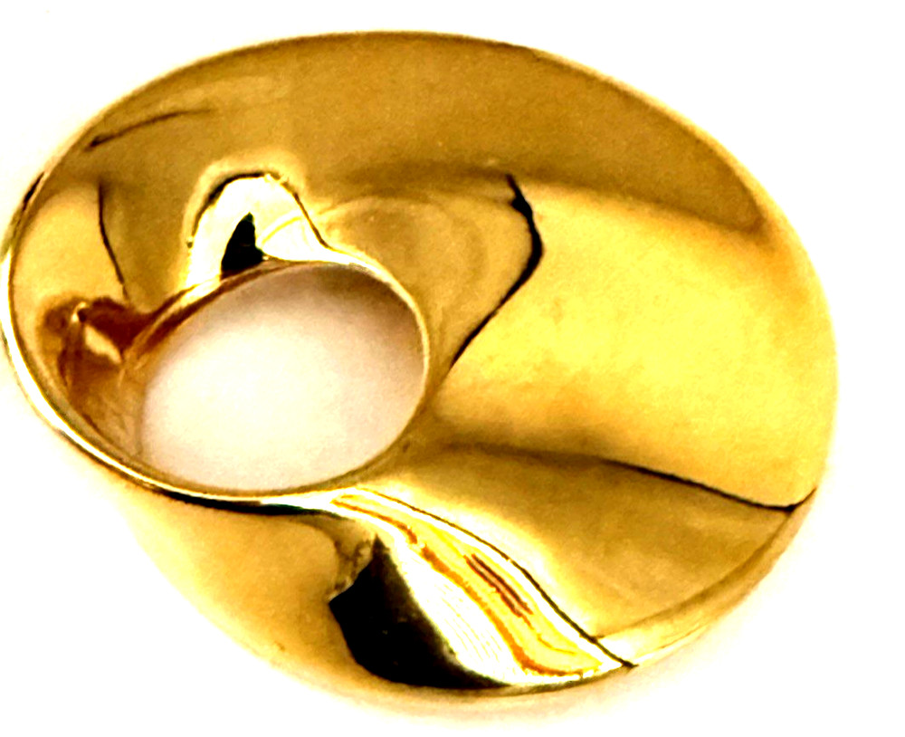 Vintage Monet 2 1/4″ Modernist Shiny Gold Tone Brooch/Pin