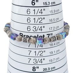 Vintage Sterling Silver 925 Iridescent Crystal Beaded Bracelet 7.5″