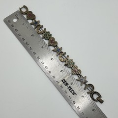 Vintage Avon Lucky Slider Charm Bracelet Hoseshoe Clover Heart Star Good Luck