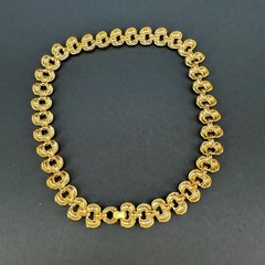 Vintage Chunky Chain Necklace Puffy Link Gold Tone 17″ Fold Over Clasp 1980s 90s