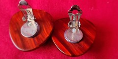 Vintage 80’s Leopard Acrylic ? Resin Topaz Gem STATEMENT Clip Earrings