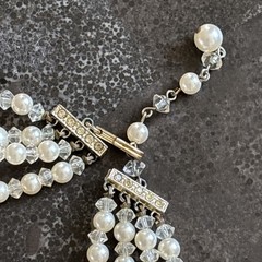Vintage 16 Pc Faux Pearl Jewelry Lot MIA Brooch Necklaces Earrings Barrettes