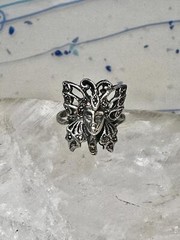 Butterfly ring Lady Face Art Deco size 6 marcasites sterling silver band women