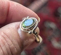 Antique 10k Yellow Gold Green Tourmaline Ring — Size 5.75