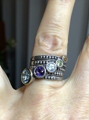 21. T&Co Town and Country Sterling 925 14K Stackable Gemstone Rings 6-6.25s, 5pc