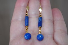 LAPIS LAZULI 45 MM DROP ELONGATED LEVER BACK EARRINGS
