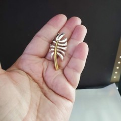 Danecraft Vintage Two Tone Silver and Gold Leaf Brooch Pin Botanical Design 90’s
