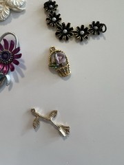 Pendant Charm Lot Resin, Metal, Enamel Flowers Leaves Jewelry Gold & Silver Tone