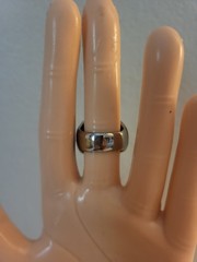 Vintage Lanvin Paris Red Enamel Round Stone Silver & Black Tone Ring Size 6