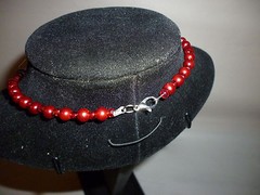 Vintage Glass Metal Plastic Chunky Crimson Red Bead Fashion Necklace – FN0059