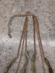 3 Strand Goldtone Faux Jade Necklace 22″, 20″ & 18″