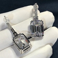 Women Luxury Drop Wedding Earrings 2.4 Ct Simulated Diamond 14K White Gold Over