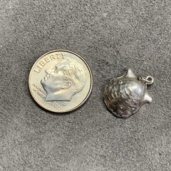 Vintage Silver Oyster Shell With Silver Pearl 925 Sterling Dangle Charm Pendant