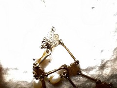 Antique Art Deco Open Sterling flowers teardrop pearls 1920s one of a kind