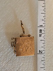 Necklace Locket Victorian Square Engraved 100 Years Old Gold Filled Vintage