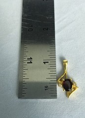Garnet & diamond 24 KT pendant, & gold over sterling silver 17.75″ chain (#7959)