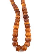 Vintage Baltic Amber Bead Necklace Honey Cognac Barrel 14in 17g