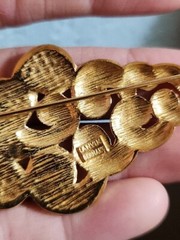 Authentic LANVIN Gold Tone Pave Crystal Pin Brooch vintage GERMANY