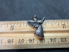4.12g Vintage Sterling Silver 925 Angel Wing Guardian Pendant Engraved Robe M