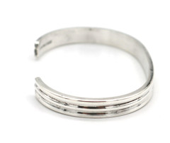 Vintage Modernist IC Handwrought Sterling Silver 925 Ribbed Cuff Bangle Bracelet