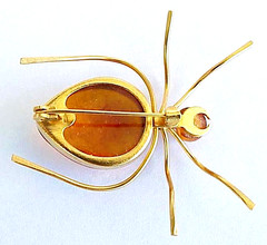 ✅BALTIC AMBER RUSSIA SOVIET INSECT SPIDER BROOCH 22k GOLD JEWELRY 老琥珀 PIN ORDER