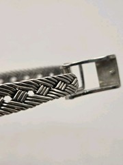 Vintage .925 Sterling Silver Braided Woven Belt Buckle Bracelet 21g